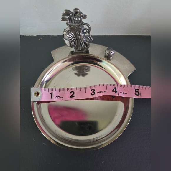 GOLF Trinket Dish Tray Caddy Silver Tone Coin Pocket Change - Picture 2 of 6